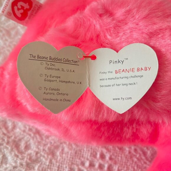Ty Beanie Baby Pinky The Flamingo Plush Stuffed Animal 1998 Beanie Buddies w/Tag - Picture 4 of 6